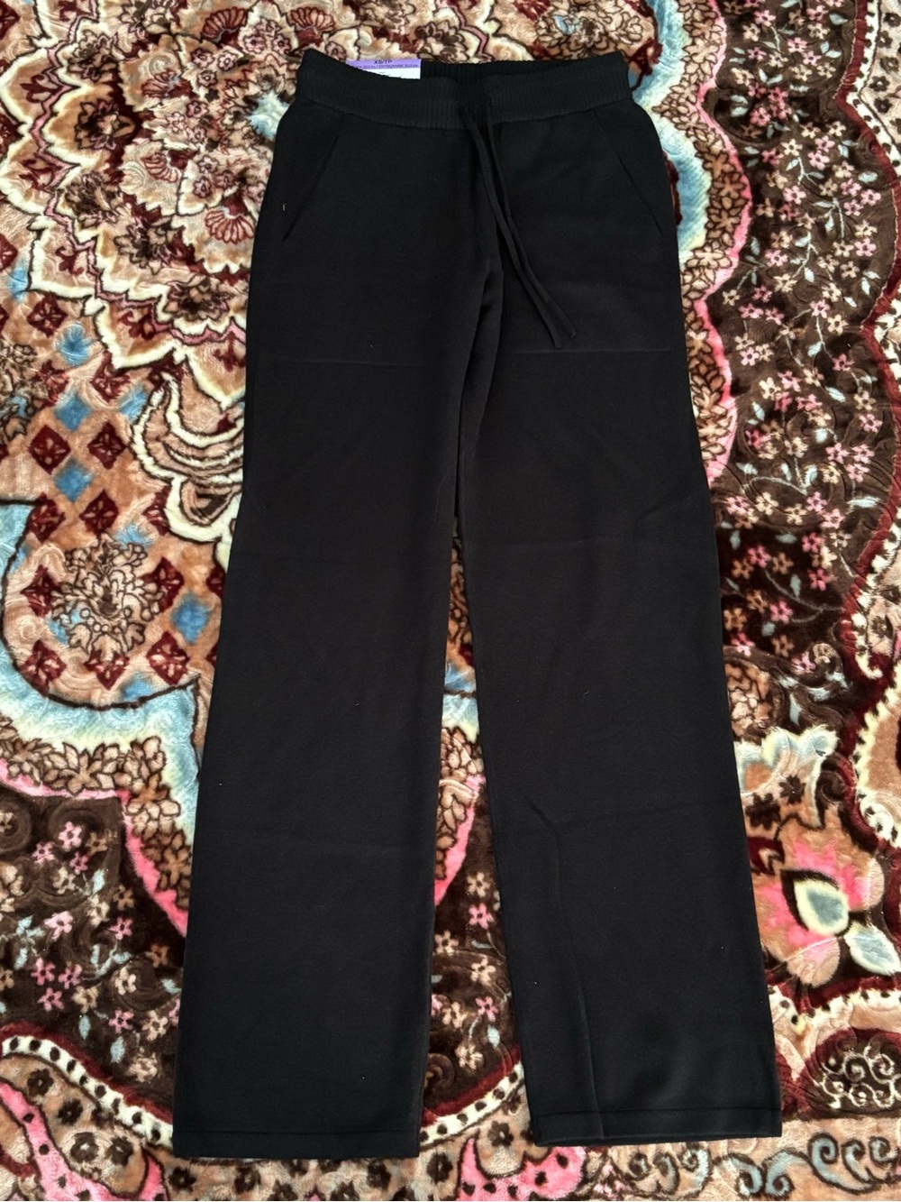 Lazy pants Women's Black Wide-Leg Drawstring Sweatpants